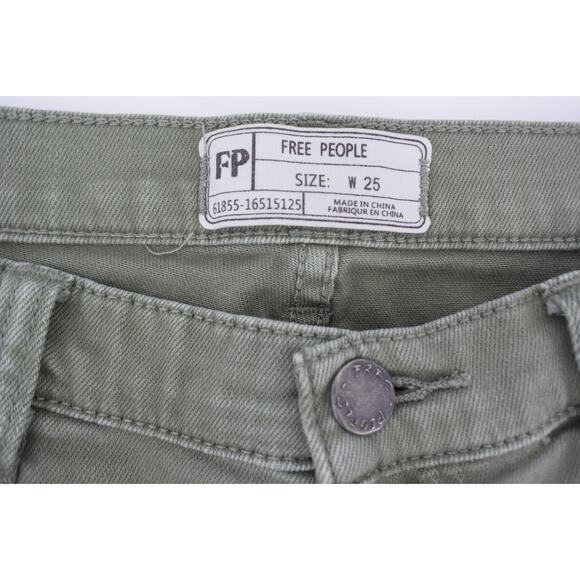 Free People Green Great Heights Distressed Skinny Crop Jeans Size 25 - Picture 7 of 10